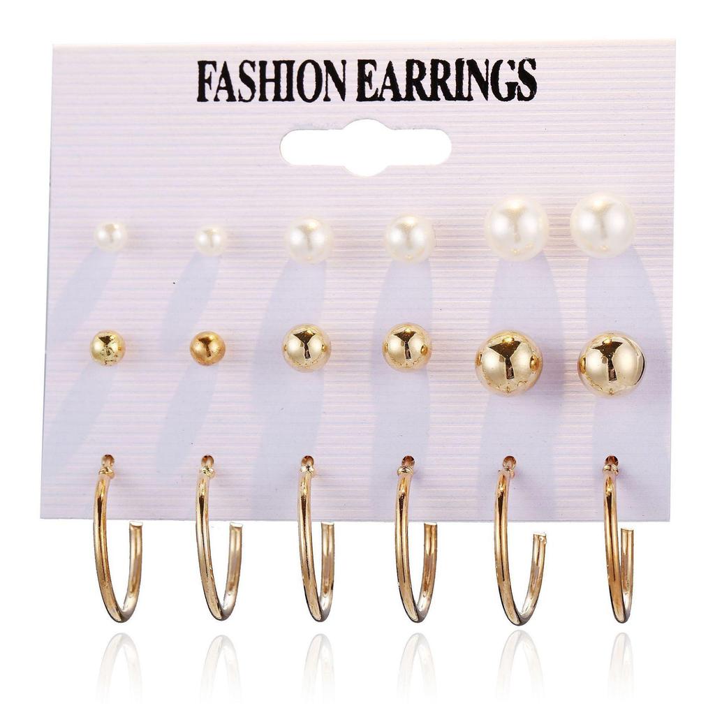 15-Piece Women's High-End Colorful Pearl Stud Earrings Set