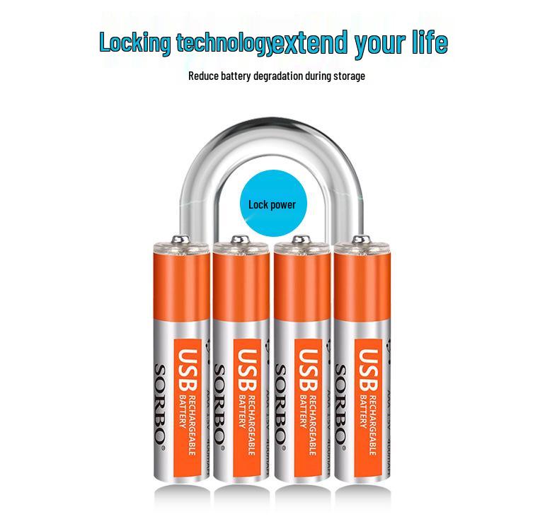 Smart USB Rechargeable AAA Battery Charger Set, 2-Slot Universal 1.5V Lithium Polymer Batteries.