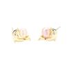 New cute simple gold-plated dolphin earrings, small and versatile natural freshwater pearl 925 silver needle stud earrings for women
