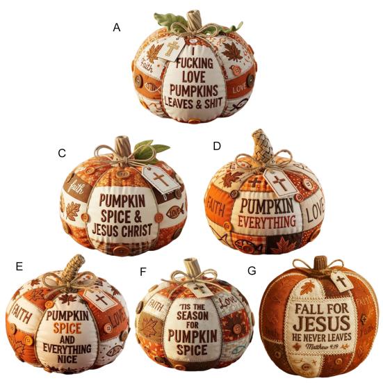 Fall for Jesus Patchwork Pumpkin Hand Stitched Fabric Pumpkin Christ Faith Gift Religious Autumn Home Accent for Farmhouse Dining Desk Entryway Decor