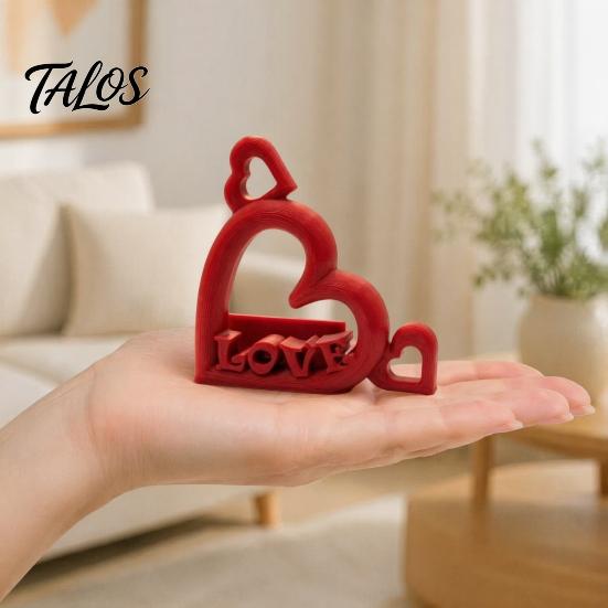 Couple Gift for Anniversary Heart Photo Stand with Embossed LOVE Letters, 3D Printed Vertical Slot Wedding Sign In Table Decoration Picture
