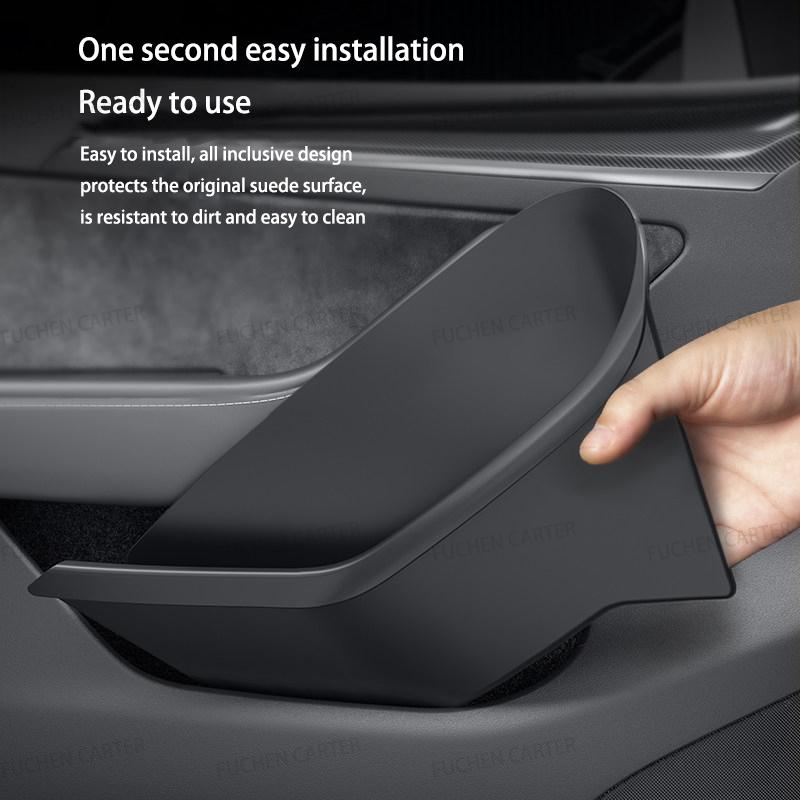 For Tesla New Model YL Launch 2026 4Pcs TPE360° Side Door Storage Box Full-Cover Front and Rear Interior Storage Box Accessories