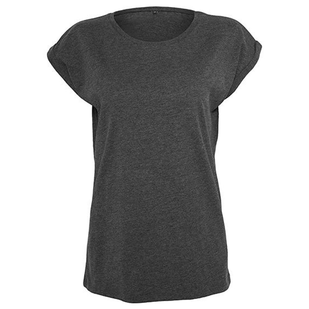 Build Your Brand Womens/Ladies Heather Extended Shoulder T-Shirt