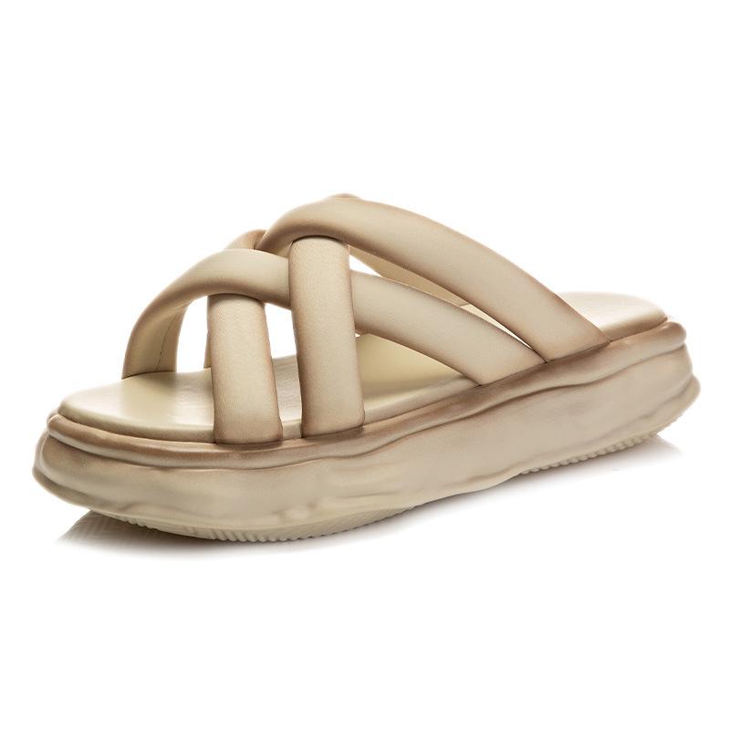 Dissolved bottom spray paint slippers women's outer wear 2025 summer new thick-soled cross beach shoes women's casual fashion women's shoes