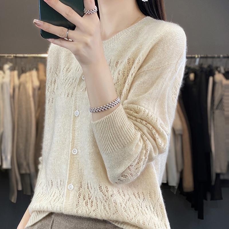 

Женский кардиган Qinghe Cashmere из 30% кашемира - Мягкий и теплый свитер из шерстяной смеси L бежевый