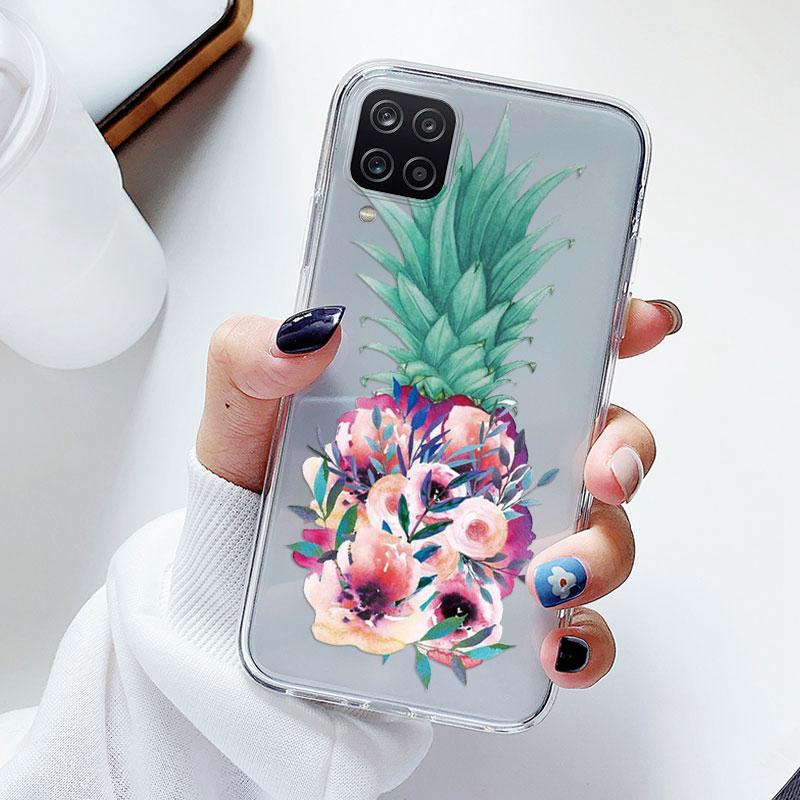 Phone Case For Samsung A12 M12 F12 Floral Silicon Cover For Samsung Galaxy A12 5G Fundas Coque Transparent Soft Capas Flower TPU