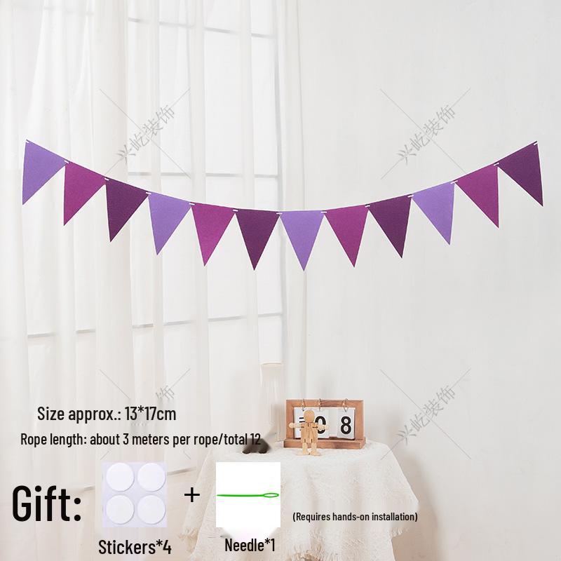 Yellow-Green Felt Pennant Bunting for Kids' Birthday or Kindergarten Decor