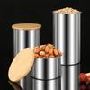 304 Stainless Steel Bamboo Lid Storage Box Suitable for Storing Grains Nuts Snacks Fruits Freshness Kitchen Storage Containers