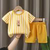 Childrens Summer Cotton T Shirt Shorts Set With Cartoon Prints For Toddler Boys And Girls