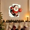3D Holiday Wall Stickers Christmas Santa Stickers, Claus Reindeer Break-Through Self-Adhesive Decorative Window Film Decal, Removable for Living Room