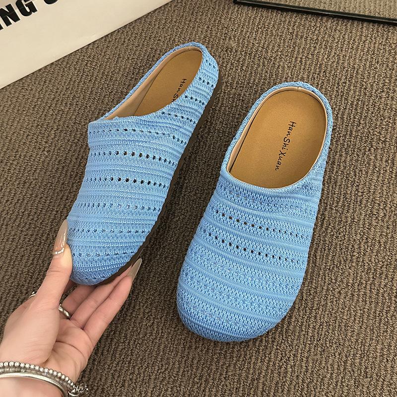 Niche Retro Flat-bottomed One-foot Half-slippers Casual Shoes Single Shoes Summer French Women's Shoes