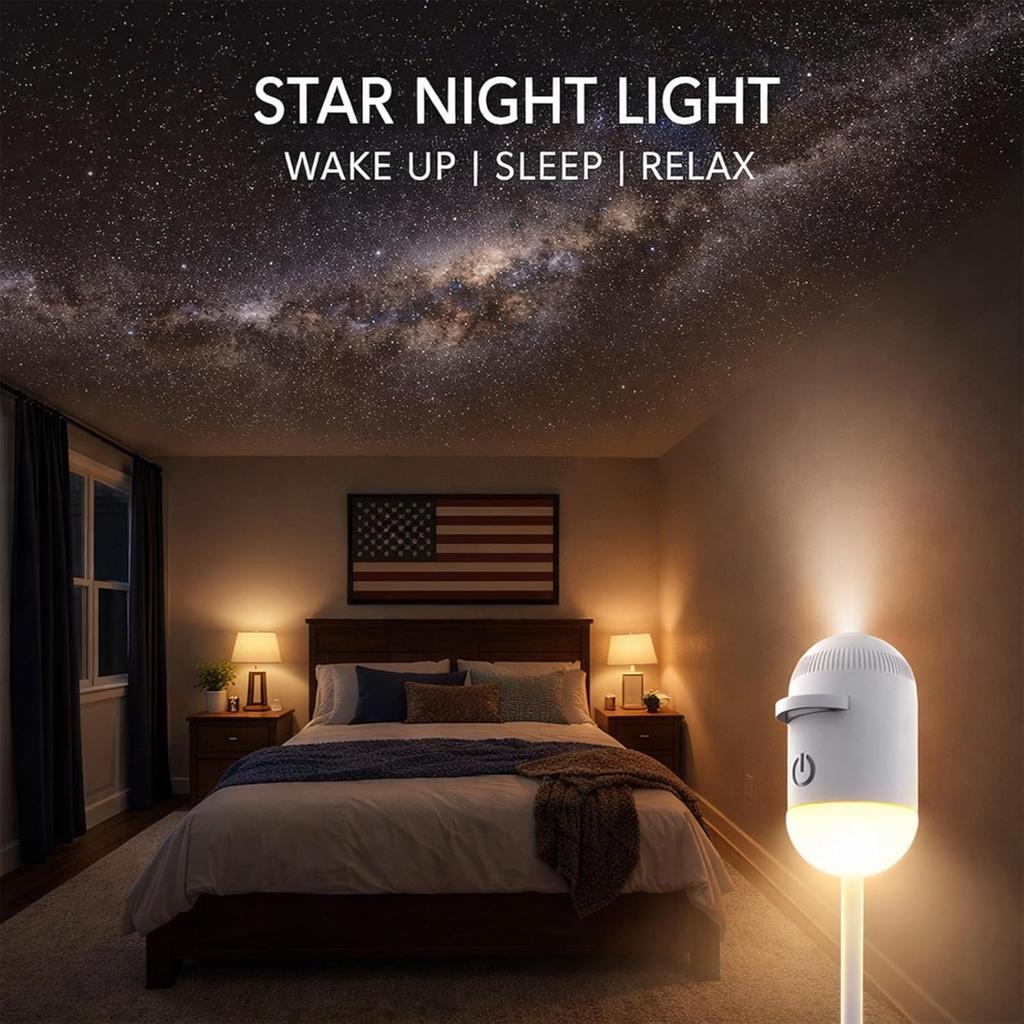 USB Galaxy Star Projector Night Light, 2-in-1 Starry Sky Projector with 6 Projection Films, Adjustable Brightness 360° Rotation, Star Ceiling Light