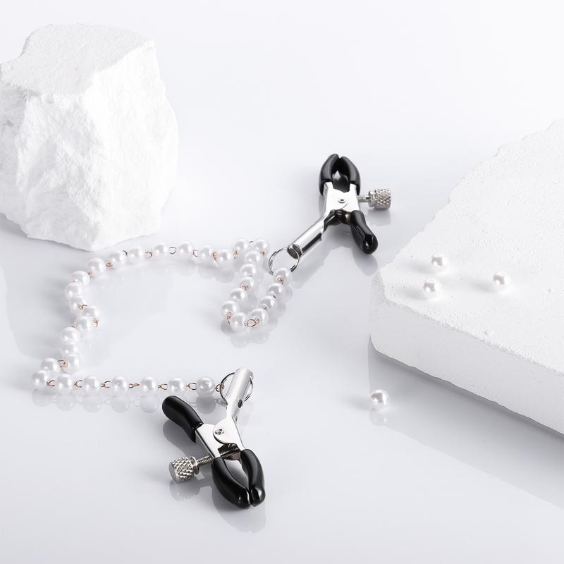 Chain Pearl Breasts White Clip Sex Toys Adjustable Metal Nipple Clip Stimulation Nipple Tools Adult BDSM Sex Toys for Women