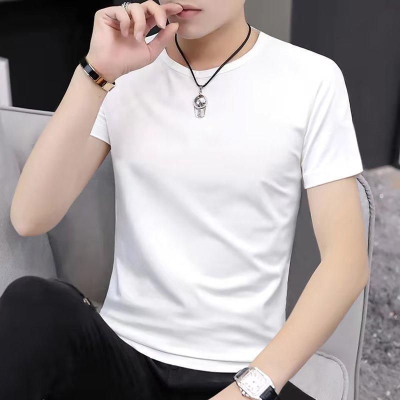 Men s Quick-Dry Solid Color Slim Fit Modal T-Shirt 4XL белый