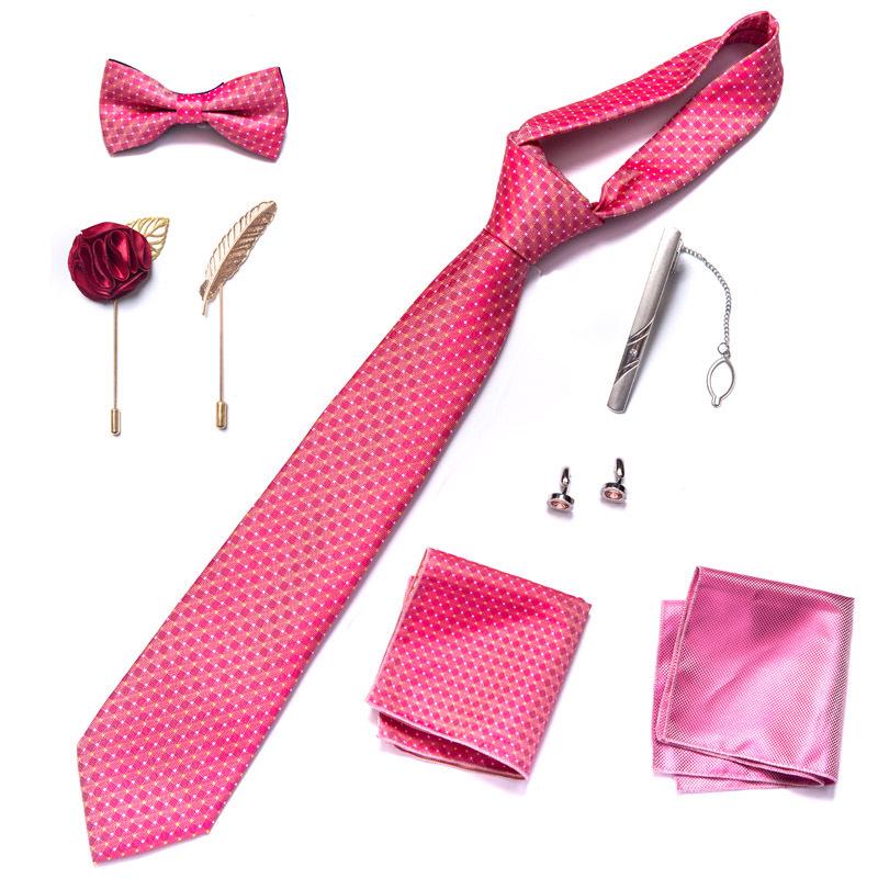 Men's 8-Piece Formal Accessory Set: Bow Tie, Corsage, Brooch, Cufflinks for Weddings.