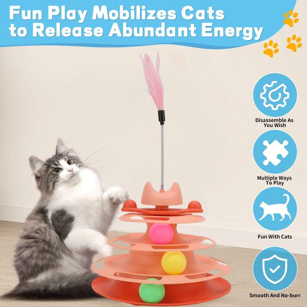 Physical Exerciser Kitten Toys 3 Layer Pet Plaything Fun Puzzle Game Cat Toy Tower  Multi-Cat