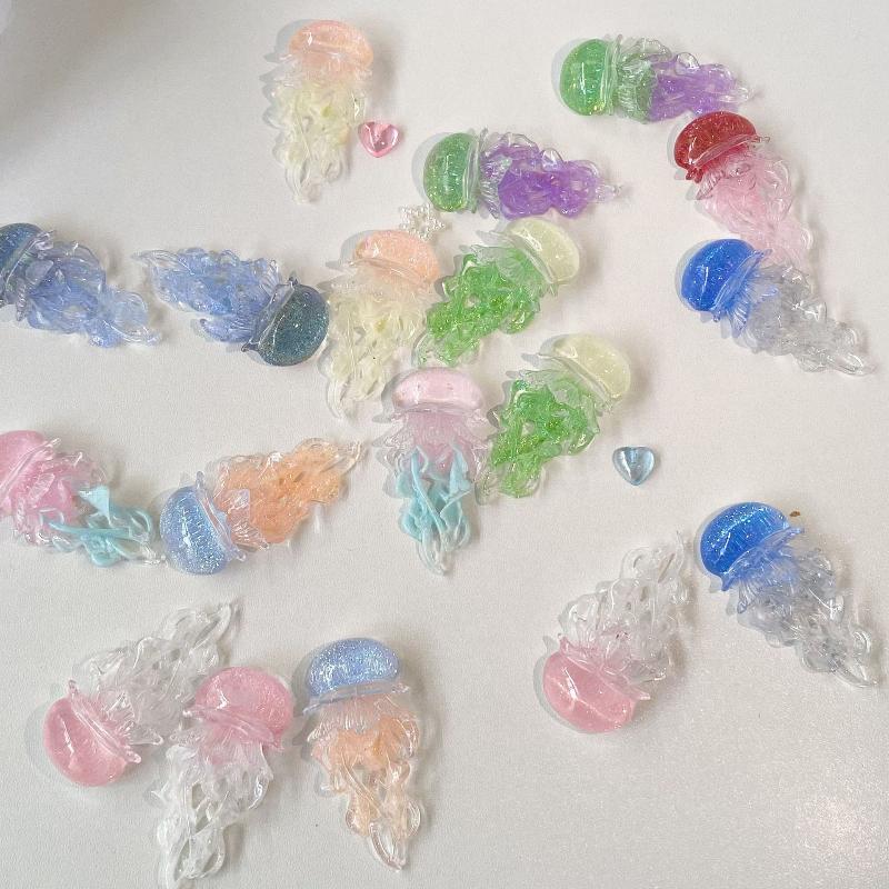Creative Jelly Color Jellyfish Charm Keychain Y2K Beaded Pendant Phone Chain Car Hanging Decoration Bag Pendants Ornament Gifts