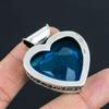 Ciondolo con pietra preziosa di topazio blu, in argento sterling 925 massiccio, regalo per unisex.