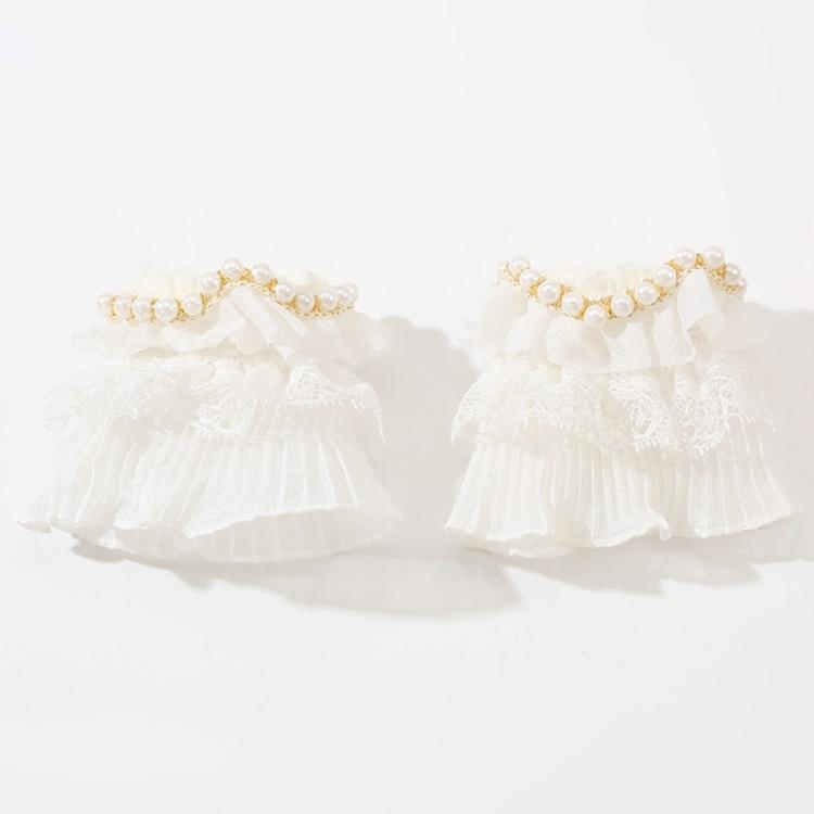 Lace Wrist Cuffs Pair for Historical Costume Parties Decorative Bowknot Lace Wristband for Cosplay and Fashion