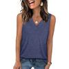 Women's V Neck Sleeveless Loose Fit Casual Solid Color Tank Top For Summer Daily Wear