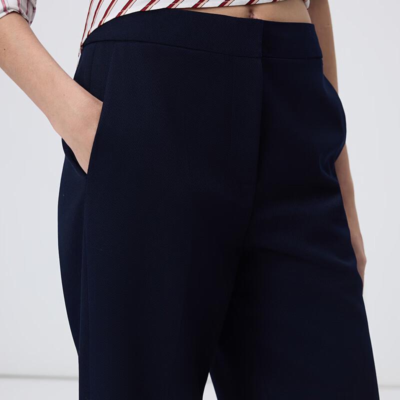 LANCY Women's Elegant Straight-Leg Wool Blend Trousers