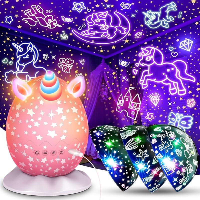 Unicorn Night Light Kids Toys 3 in 1 Unicorns & Starry Sky & Sea World Nights Lights Projector for 3 4 5 6 7 8 9 10 11 12 Year Old Girls, Christmas