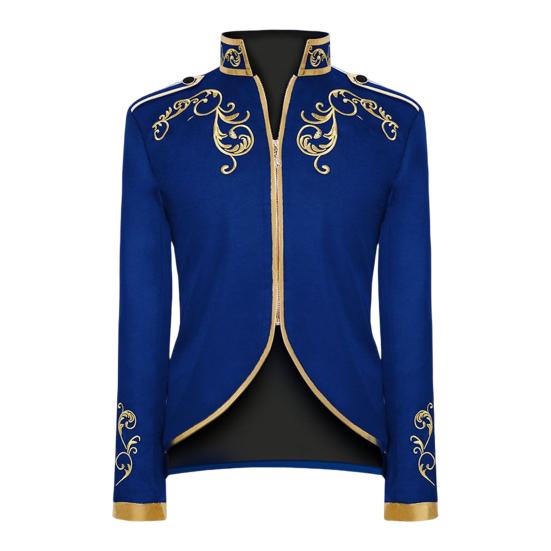 Halloweenský mužský kabát s elegantními výšivkami a tenkým nepravidelným spodkem vintage bunda pro výkon