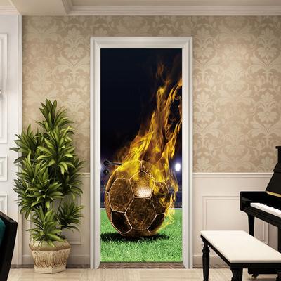 Football On the Playground Door Stickers Retro Decorative Sticker Self-adhesive Waterproof Wallpaper Mural Decor