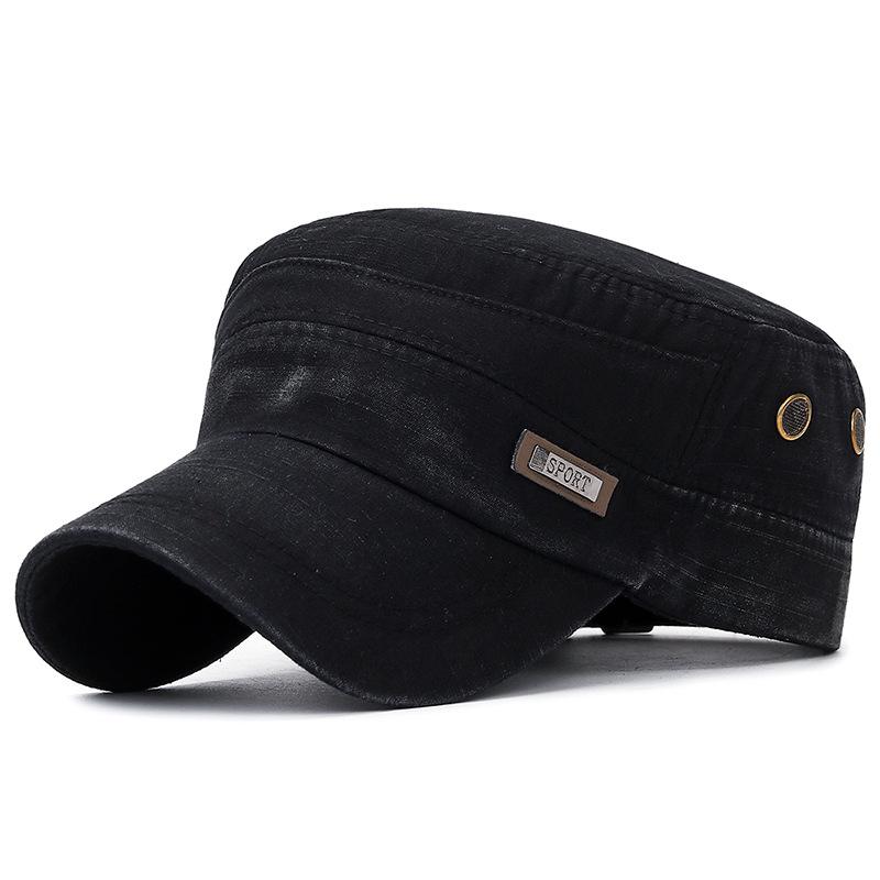 Zhen Yue Qi Men's Washed Cotton Outdoor Sun Protection Flat Top Hat