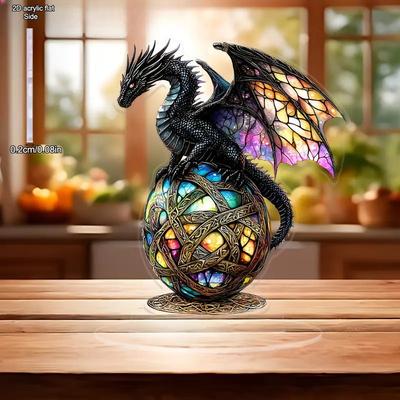 2D Flat Acrylic Colored Glass Dragon Decoration, Indoor and Outdoor Decoration - No Battery/electricity Required, Free Day Decoration, Sh