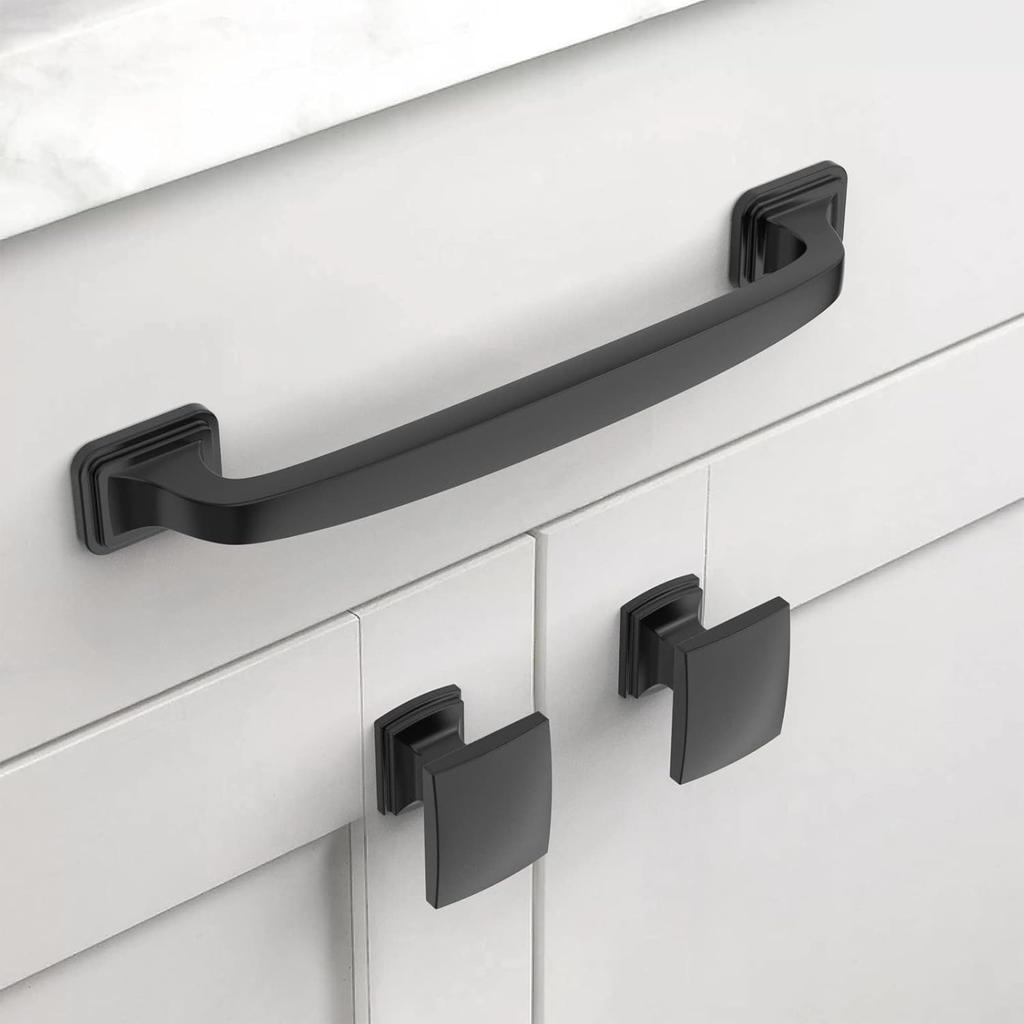 Asidrama 10 Pack Matte Black Kitchen Cabinet Knobs Dresser Knobs Drawer Knobs Cabinet Hardware Zinc Knobs for Dresser Drawers