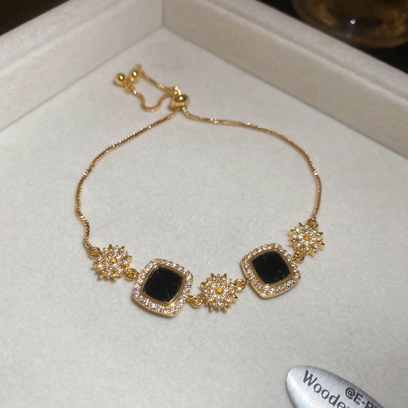 Französisches Zirkonia-Zuckerwürfel-Armband - Elegantes Light-Luxury-Armband für frische, einfache Mode