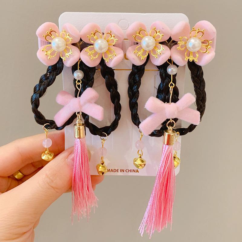 Red New Year Hanfu Hair Clips for Girls - Chinese Style Floral Headwear