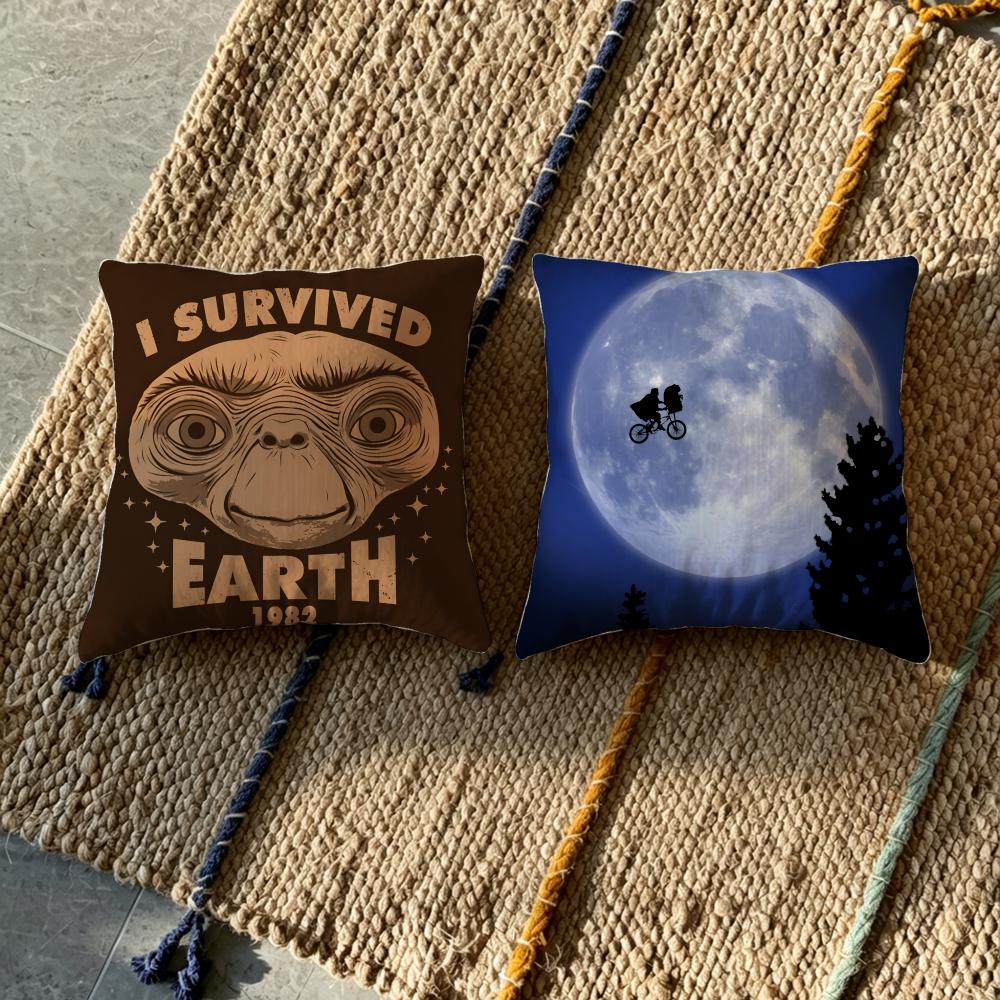 Cushion Cover Cushion Cover Pillowcase, Anti-Mite Invisible Zipper, Linen Sofa Cushion E-E.T. The Extra-Terrestrial