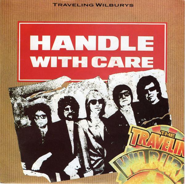 7inch Record TRAVELING WILBURYS  Handle With Care W7732 Wilbury Record  1988 UK Rock Used