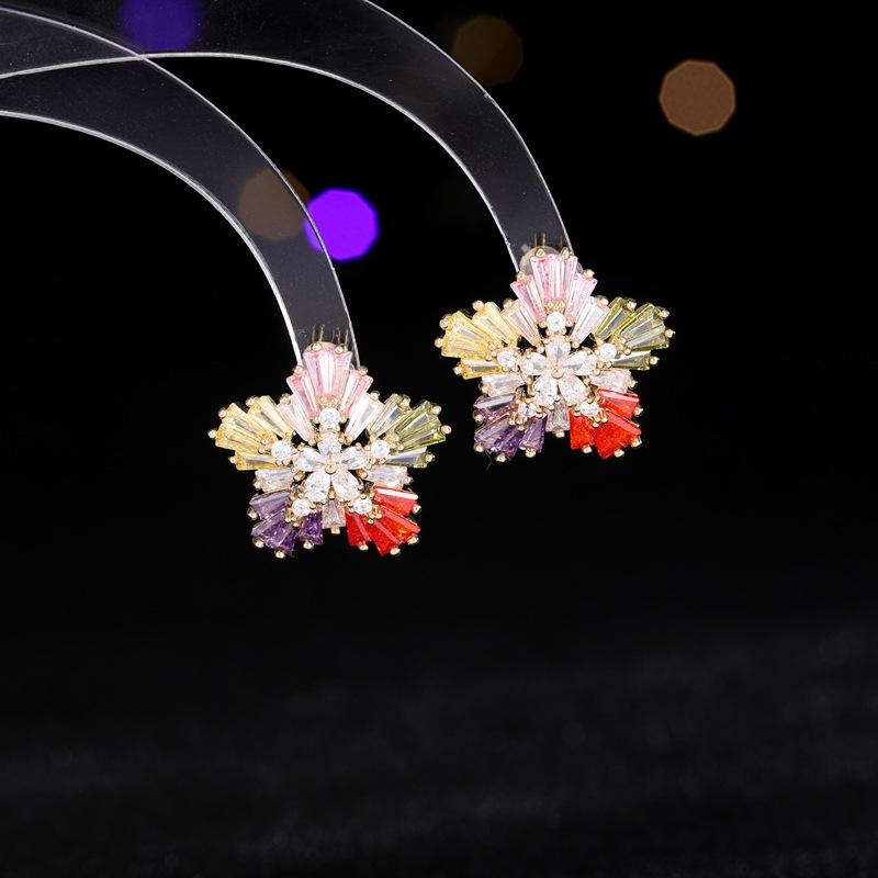 

Серьги S925 Silver Needle Light Luxury Premium, женские дизайнерские серьги Ice Linghua, серьги-снежинки с ярким цирконием