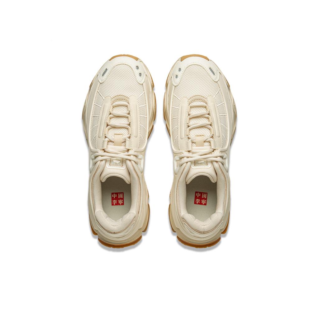 Li Ning Yue Ling Bequeme Trendige Sportliche Stoßdämpfende Rutschfeste Verschleißfeste Low-Top Freizeitschuhe Herren Freizeitschuhe Off-White AZGV071-3