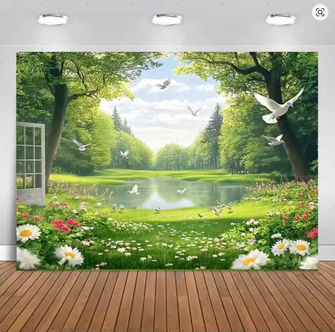 Spring Fantasy Sunny Forest Flowers Background Photo Props Photography Background Wedding Birthday Party Decoration Room Poster