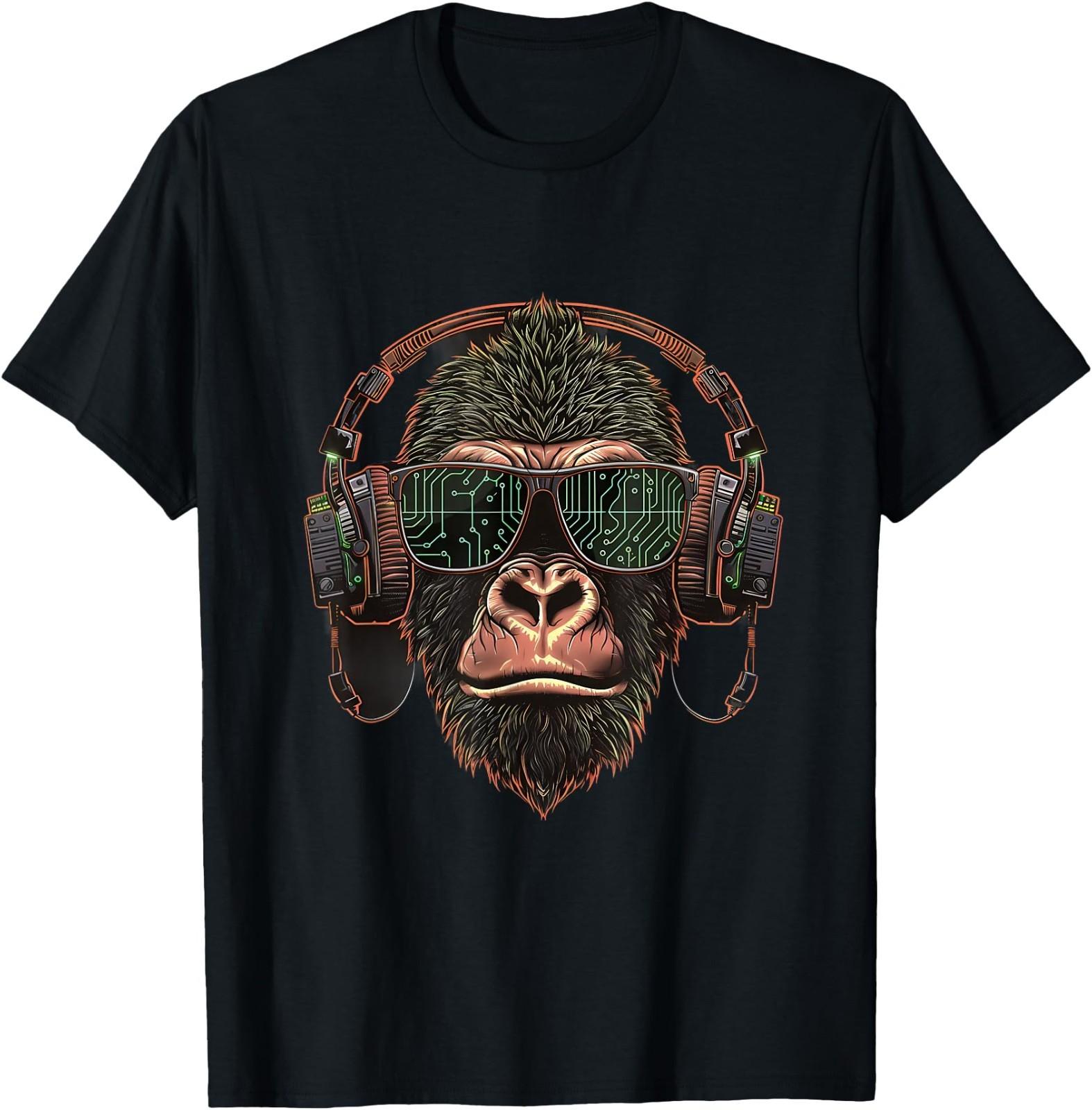 Gorilla Music DJ Beatmaker Music Headphones Techno EDM T- Unisex T-Shirt L