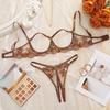 Lace Lingerie Suit Chest Support Bra Briefs Set T-back Perspective Lingerie  Valentine's Day