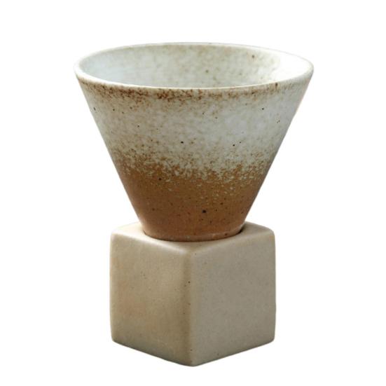 Conical Coffee Cup Japanese Style Retro Ceramic Coffee Cup Rough Pottery Tea Cup Latte Cup for Home Office