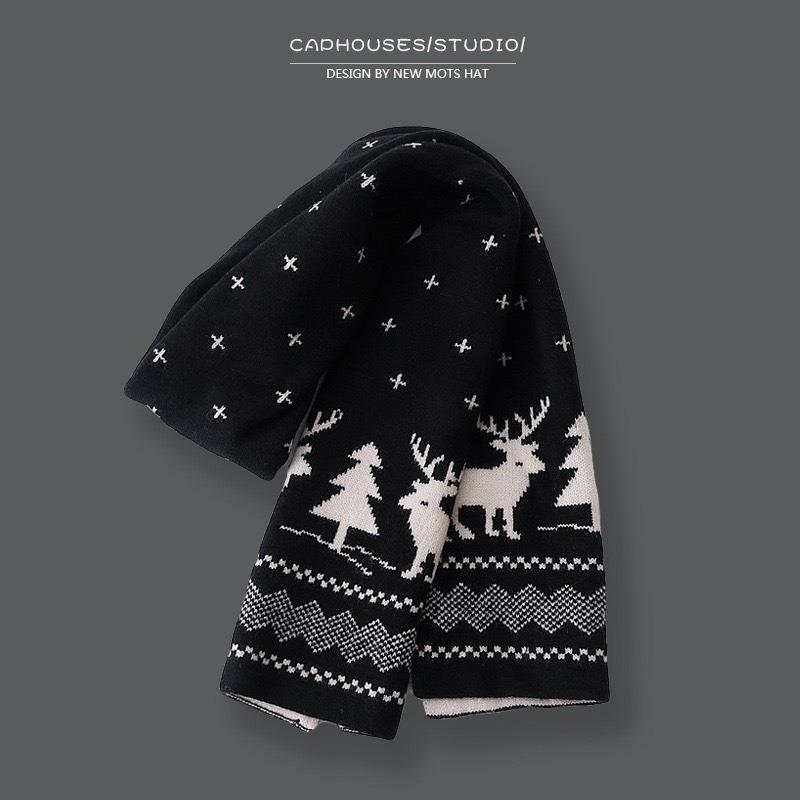 Christmas gift red deer scarf female versatile autumn winter warm lengthened student cute skin-friendly scarf