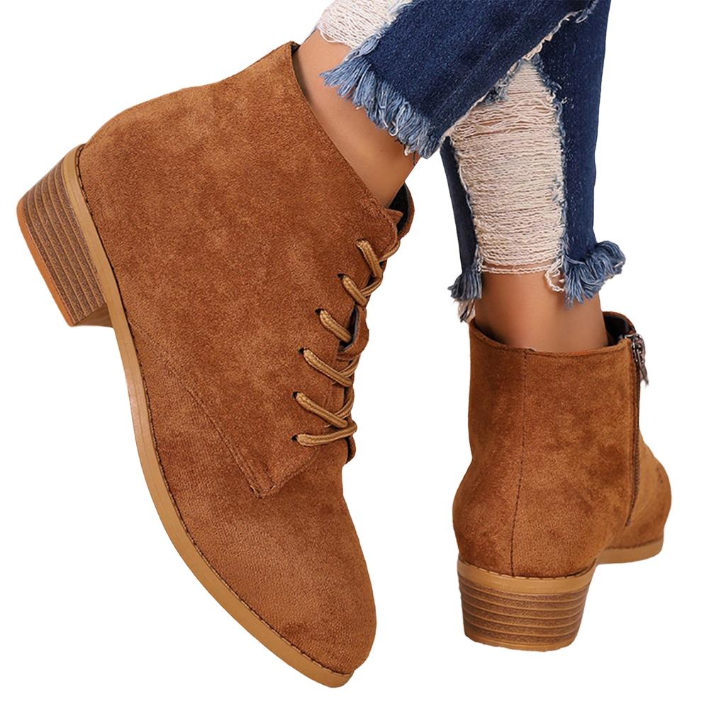Women's Lace-Up Boots for Casual Fall Winter Wear