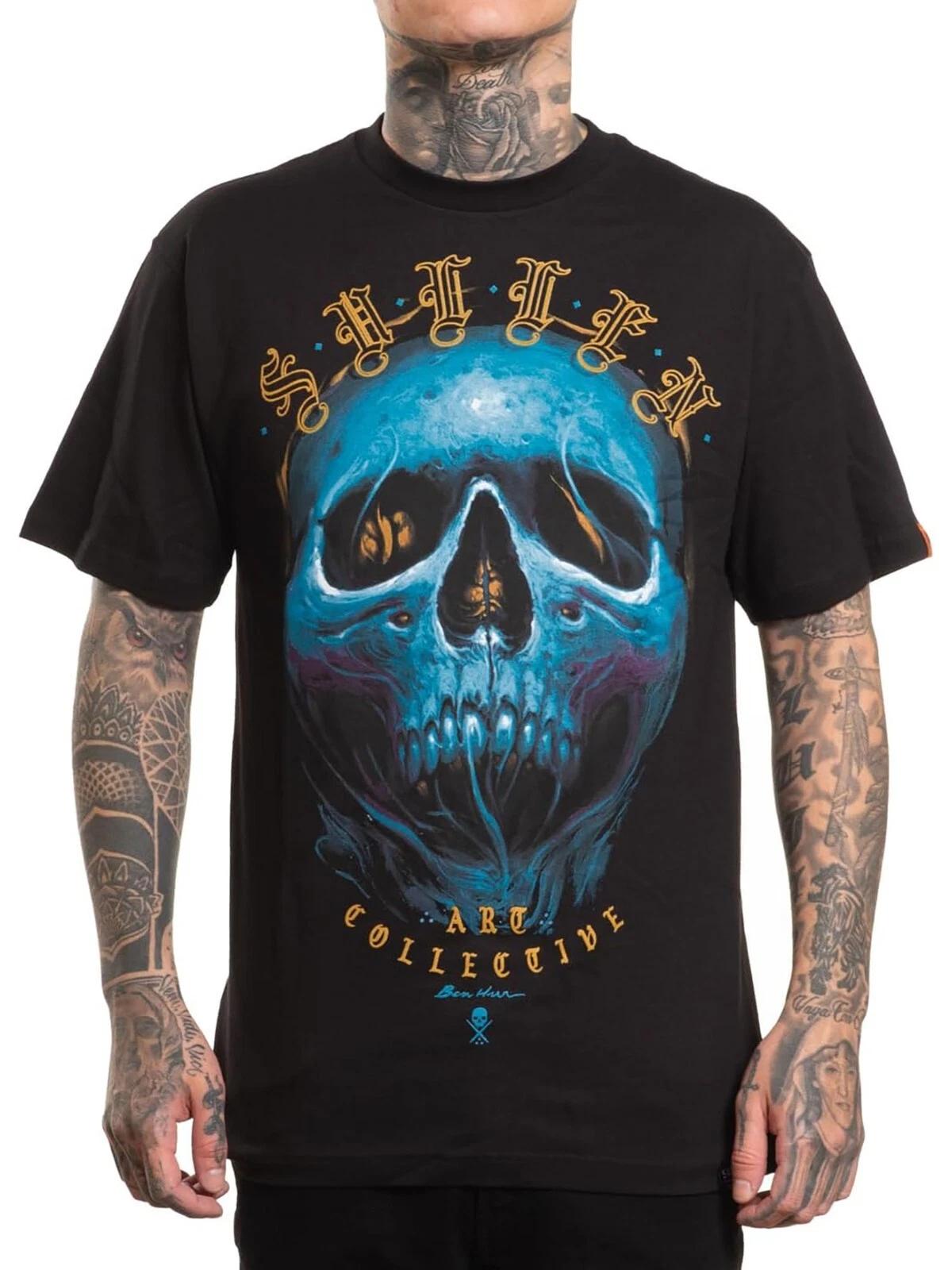 Sullen Men s Blhur Skull Short Sleeve Standard T-shirt Tattoo Skull Art Tee 4XL