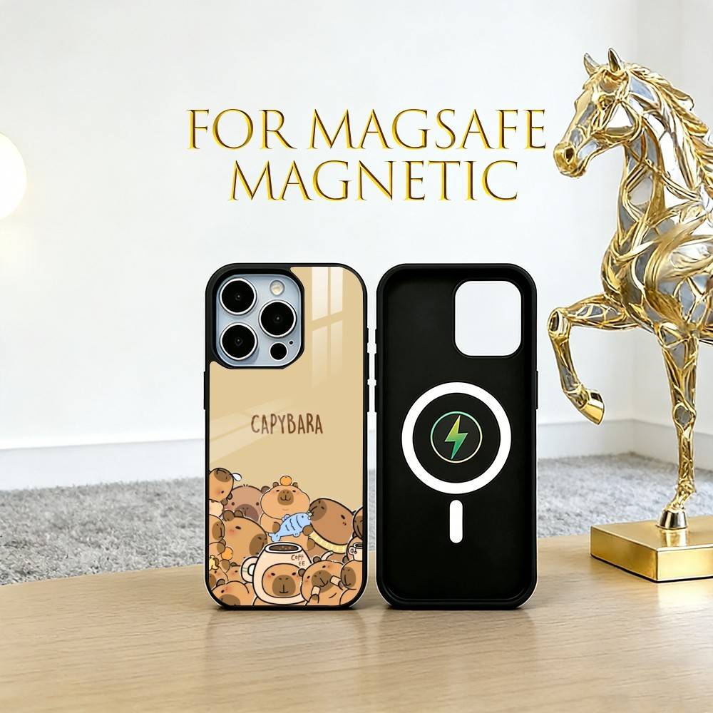 Capybara Phone Case For iPhone17,16,15,14,13,12,11 Plus,Pro Magnetic For Magsafe Wireless Charging
