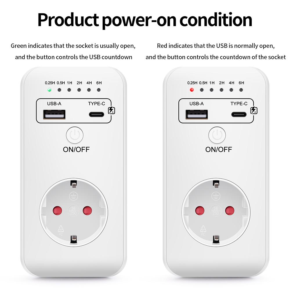 UD03 Automatic Timer Switch 230V USB Charger Countdown Timer Socket Electronic Protector Timing Controller Converter EU Plug