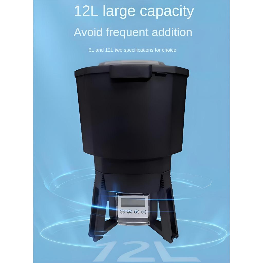 6L/12L Adjustable Timer Food Dispenser Pond Aquarium Outdoor Intelligent Feeding Machine Solar Energy Automatic Fish Feeder
