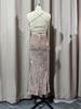 European & American Women's Sequin Slit High Waist Bridesmaid Evening Dress