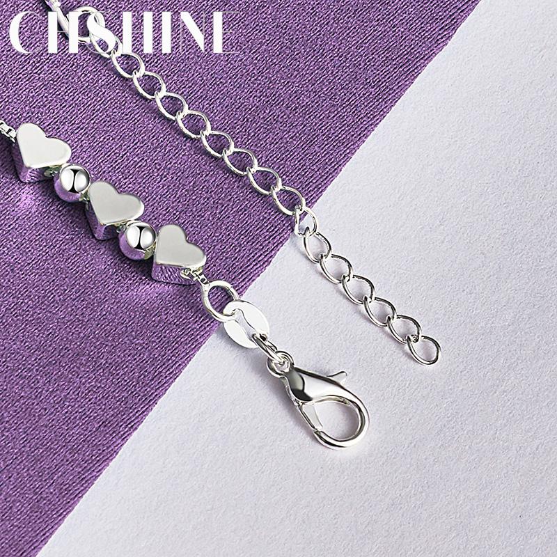 CHSHINE 925 Sterling Silver Small Heart Chain Bracelet For Women Wedding Party Fashion Charm Jewelry