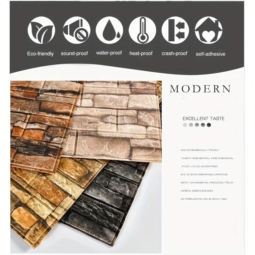 35x38.5cm / 13.78in x 15.16in DIY 3D Self-adhesive Wall Stickers For Bedroom Waterproof Home Decor Foam Brick Wallpaper